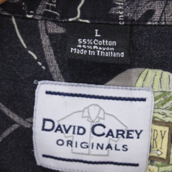David Carey Shirt Mens Black Button Down Abstract Winery All Over Print Collared - Picture 6 of 9